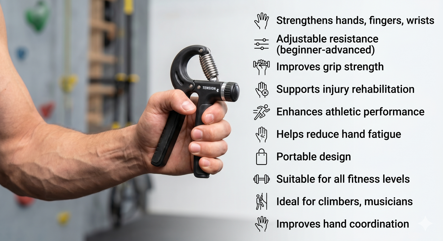 Premium Hand Grip Strengthener, Hand Exerciser Adjustable Resistance 10 To 60Kg, Grip Strength Trainer, Hand Gripper, Forearm Workout Training Equipment for Injury Recovery Athletes (Black)