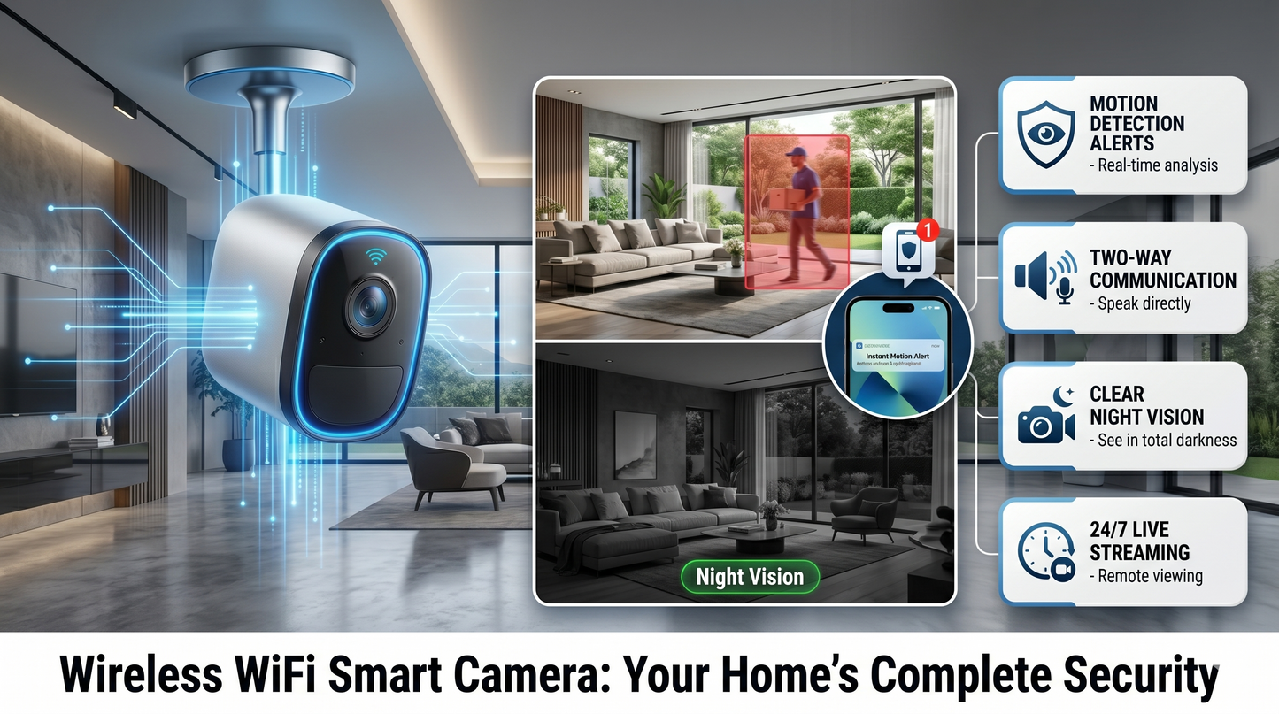 Wireless WiFi Security Camera for Home &amp; Outdoor Monitoring