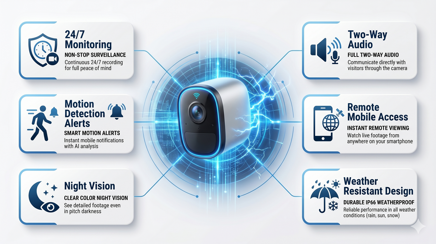 Wireless WiFi Security Camera for Home &amp; Outdoor Monitoring