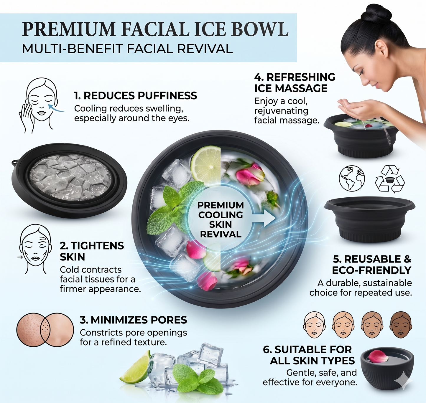 Reusable Silicone Facial Ice Bowl for Skin Care